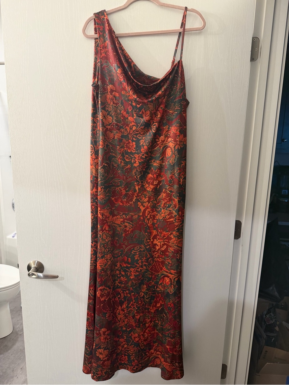 Floral Slip Maxi Dress in Red and Green